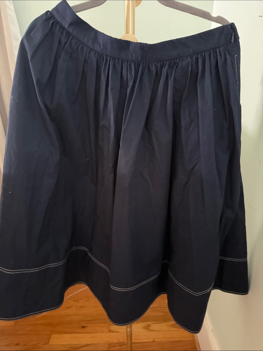 J. Crew Navy Gathered Skater Skirt